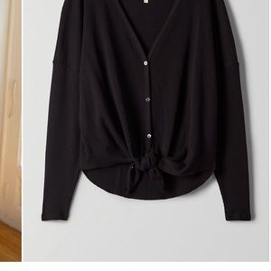 Tie front thermal long sleeve